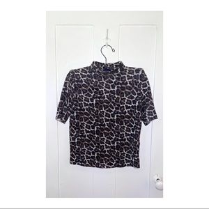Leopard mock neck top
